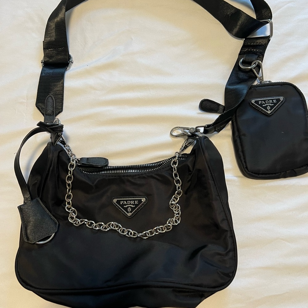 Funny Prada knock off ‘padre’ black purse